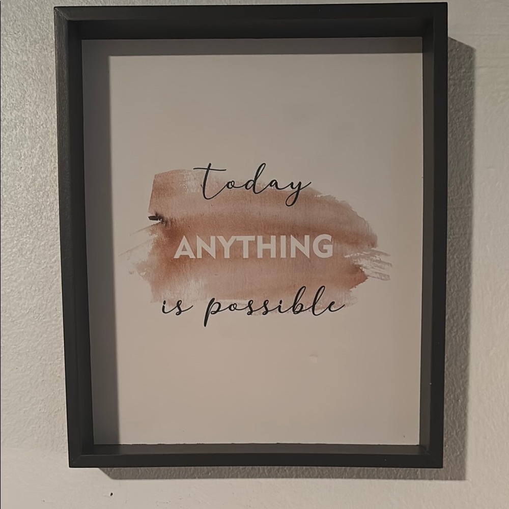 Motivational Wall Art - Black Frame with Pink Brushstroke